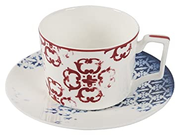 DECRZPB Tazza da caffè in ceramica fatta a mano Set tazza e piattino Fiori retrò Ceramica Set tazza da tè e piattino Piatto Tazza da latte d'avena Regalo di nozze