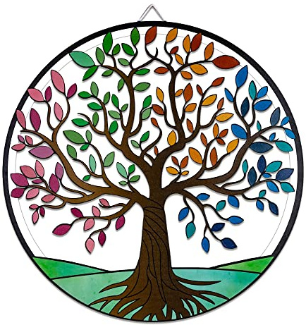 SAC SMARTEN ARTS Árbol genealógico de árbol de la vida, arte de pared de árbol de la vida, arte de pared de metal de 29 cm, decoración de pared al aire libre