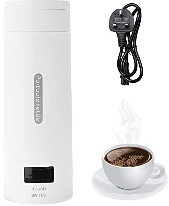 Temperature Control Travel Kettle, 380ML Portable Electric Kettle Cup with LCD Display, 4 Stage Temperature Adjustment,Automatic Shut Off Electric Heating Cup for Camping Making Tea,Coffee,Baby Milk