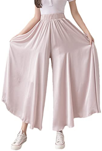 Hndudnff Women's High Waist Wide Leg Hakama Spring and Summer Casual Loose Office Work Pants Pink