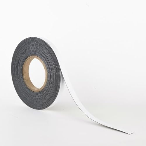 Inwell - Magnetband 15 mm mit Whiteboard-Beschichtung - 5 meter | Magnetbänder mit weißer Oberfläche, Für einem Whiteboard-Marker, Magneten beschriftbar