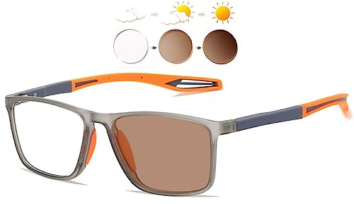 KOOSUFA Selbsttönende Lesebrille Blaulichtfilter Photochrome Herren Damen | Federscharnier, Leicht TR90 Rahmen, UV-Schutz, Sonnenlesebrille, Rechteckiger, Lesehilfe 0.0 1.0 1.5 2.0 2.5 3.0 3.5 4.0
