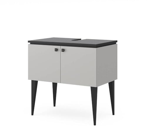 Vicco Waschbeckenunterschrank Grau Gerta 80x79x50 cm - Unterschrank für das Badezimmer, Harmonische Farb- und Materialkombinationen