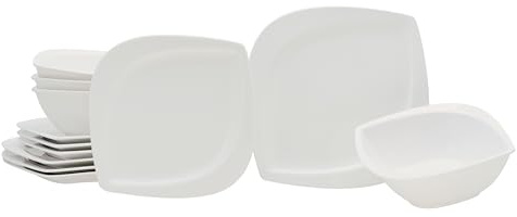 CreaTable, 11443, Serie Melbourne, 12-teiliges Geschirrset für 4 Personen, Tellerset aus Porzellan, spülmaschinen- und mikrowellengeeignet, Qualitätsproduktion