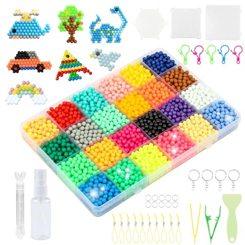 VFANDV Fai da Te Perline per Bambini, 4800 Pezzo 24 Colori Acqua appiccicosa Perline, Kit Completo Acqua Ricarica Perline Water Beads Artigianali Set, per Natale Bambini o Bambine di 3 4 5 6 7 Anni