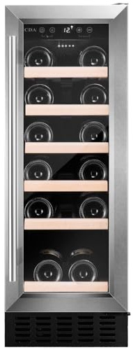 CDA CFWC304SS 19 Bottle Wine Cooler, Single Zone, 30cm Freestanding Under Counter Wine Fridge, Stainless Steel Door, LED Lighting, Temperature Control, Low Vibration, Energy Efficient
