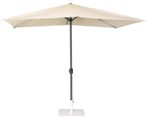 Bolero Seville Square Parasol 2x3 m, Cream, Thick 245 gsm UV-Resistant Polyester Canopy, Black 48(Dia) mm Two-Pole Mast with Crank Handle, Patio Umbrella, Bases Sold Separately, FU505