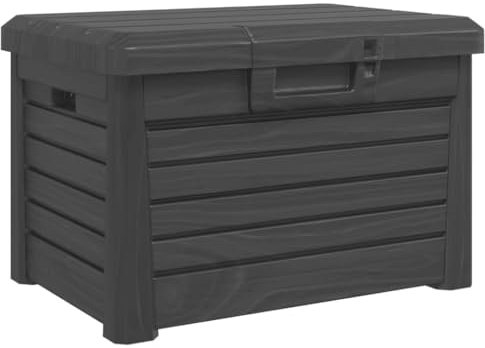 vidaXL Baúl para Cojines Polipropileno Gris Antracita 73x50,5x46,5 cm, contenedor para Cojines, Caja para Cojines de jardín, Caja, Caja de almacenaje