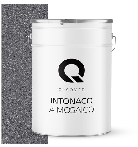 Q-COVER Intonaco in pietra colorata, 25 kg, Grigio Scuro, M05, intonaco decorativo per interni ed esterni, intonaco per facciate, intonaco finito, intonaco pregiato, antigraffio