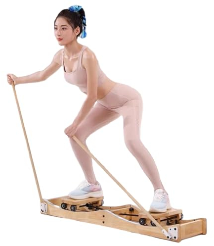Beintrainingsgerät aus Holz zur Stärkung der Beine, Skimaschinen-Trainingsgerät mit Armlehnen, Home Gym Cardio Leg Master, Hüfttrainer aus Holz