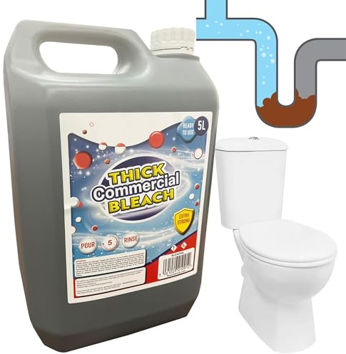 5L Thick Commercial Sink, Drain & Toilet Extra Strong Bleach | For Sanitisation & Disinfection