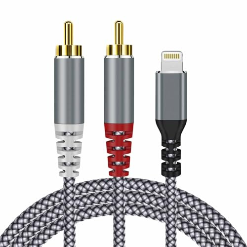 [Certifié MFi] Compatible avec câble Lightning vers RCA, câble iOS vers 2RCA 1,2 m Hi-Fi stéréo Y Splitter pour iPhone/iPad vers voiture, stéréo domestique, haut-parleur