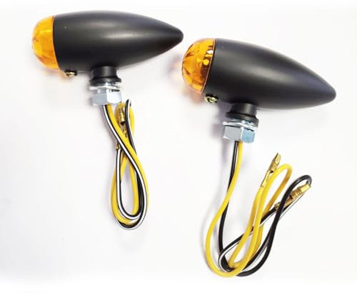 Universal Motorrad Halogenblinker Set BULLET Schwarz Gelb mit E-Prüfzeichen