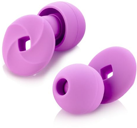 Ohrstöpsel zum Schlafen - Weicher, wiederverwendbarer Silikon Gehörschutz, SNR 33 dB Geräuschreduzierung. Mit Tragebox und Aufsätzen in Größen XS/S/M/L. (bright purple, Einheitsgröße)