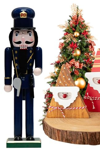 Noël Casse-Noisette,Décor de Noël Casse-Noisette | Figurines de collectionneurs de casse-noisettes policier - Ornements de casse-noisette de noël, figurine de casse-noisette en bois de 14 pouces, déco