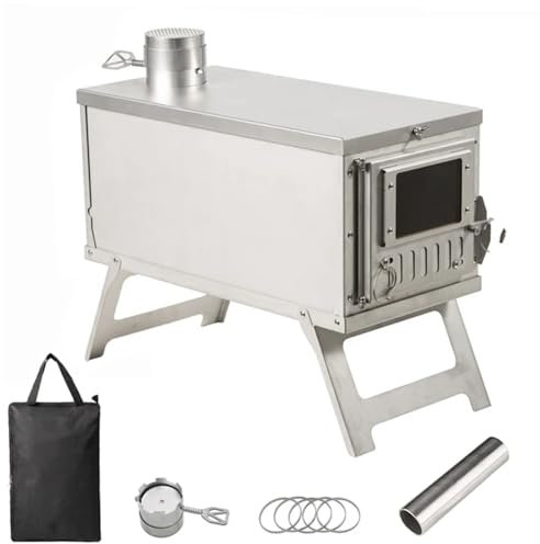LESBJFDM Poêle à Bois Portable pour la randonnée, Le Camping, la Tente pyramidale avec Sac de Transport pour l'extérieur, la Cuisine, Le Barbecue, Le Camping-Car, la Survie