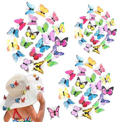 Set di Spille Decorative Farfalle 3D – 60 Pezzi di Farfalle Fiammiferi in PVC – Perfette per Decorare Vestiti, Gioielli e Casa
