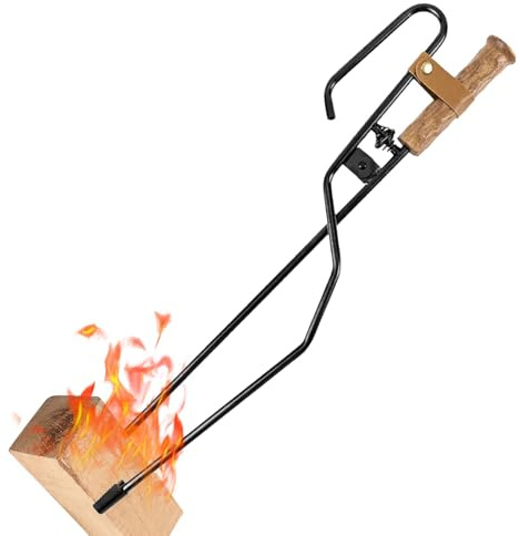 Duroecsain - Pinzas para leña para chimenea, pinzas para chimenea, pinzas de fuego de campamento resistentes - Fire Poker multifuncional, pinzas para chimenea, palillo de soplado, pinzas para madera