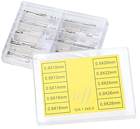 Watch Spring Bar, 100Pcs Watch Tube Bar Alloy Watchband Strap Clasp Link Pin Connecting Shaft Watchband Tubes Pins Watch Repair Kit for Watch Repairing, 0.9mm 10‑28mm