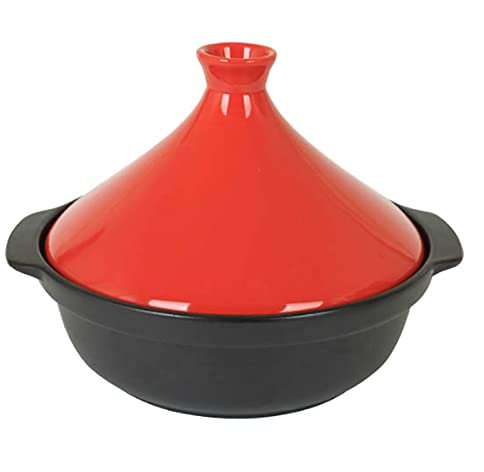 Cast Iron Moroccan Tagine Pot, Moroccan Tagine Pot, Mini Tagine Cooking Casserole Pot, Ceramic Casserole Pot, Tagine Cooker Slow Cooker for Cooking and Stew,Red-Big
