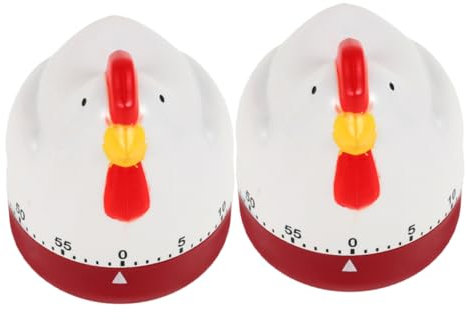 Toyvian 2pcs Cute Chicken Shape Mechanical Timer for Boys and Girls Cooking Baking Wind up Kitchen Timer