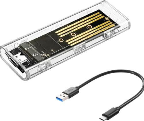 M.2 SATA Tipo C USB 3.1 Hard Disk Box 10Gbps Trasparente Esterno SSD Case Adattatore SSD Esterno per 2230/2242/2260/2280