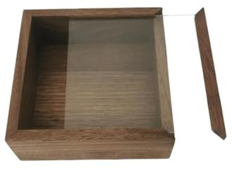 BOSHYUM Organisateur de Colliers, Bijoux et Articles Divers, Anti-poussière, Transparent, élégant, présentoir de Commode, vitrine en Noyer Noir, Bois Massif, Couvercle en Verre, Organiser