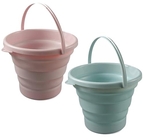 Fine jade2 2 Stück faltbarer eimer faltbarer putzeimer Tragbarer Wassereimer zum Angeln für Kinder, Bucket für Haus Strand Camping Angeln Reisen (5L)