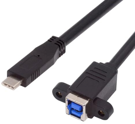 NFHK Cord USB 3.0 Type-B Female to USB3.0 Type-C Male Cable Extension 5Gbps for Disk SSD Camera Data 30cm