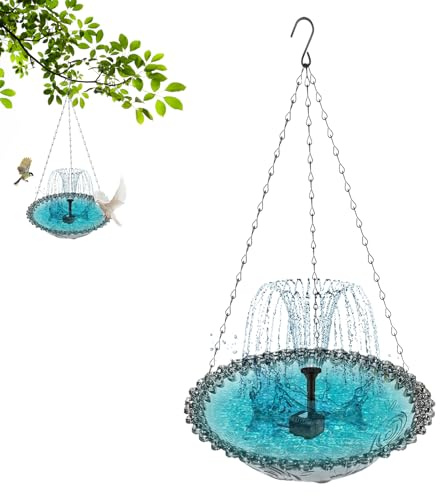 Dtaigou Vogelbad - Solarbetriebener Vogelbrunnen Mit Springbrunnen - Aufhängbares Deko-Trinkbad für draußen im Garten auf dem Balkon Terrasse Hof oder