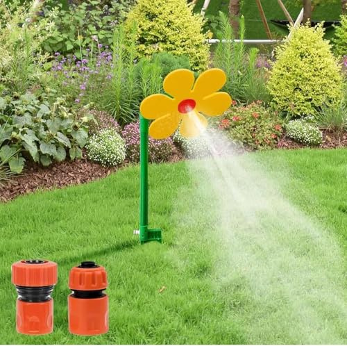 Wassersprinkler Kinder Outdoor, Crazy Daisy Sprinkler, 360° Rasensprinkler Tanzende Blume, Wasserblume für Garten Kinder, Rasensprenger Wasserspielzeug mit Gartenschlauch Anschluss (A)