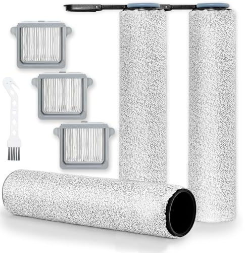 XVXUOU Replacement Accessories Kit Compatible with Tineco Floor ONE Switch S7/S7 FlashDry Smart Wet Dry Vacuum Cleaner Parts 3 Main Roller Brush 3 HEPA Filter (7pcs)