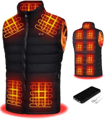 SANNKA Veste Chauffante Homme, Gilet Chauffant Homme avec Chauffage 13 Zones et 3 Niveaux,Veste Chauffante Avec Batterie pour Chasse Camping Ski Moto(M)