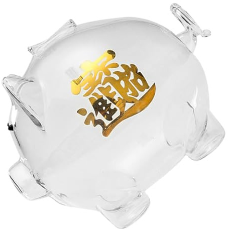 FRCOLOR Lucky Piggy Bank for Boys and Girls Beautiful Glass Piggy Bank Toy Saving Pot for Girls and Toddlers Money Box for Home Decoration