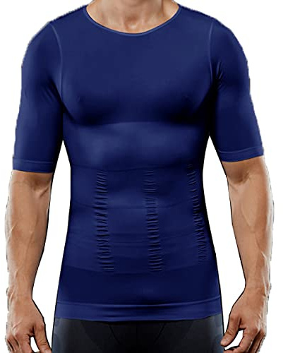 sömlös kompressionströja för män magekontroll body shaper-vä, elastiskt shapewear-undertröja för träning