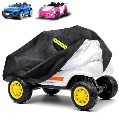 Blueshyhall Copertura per auto per bambini, telo protettivo per giocattoli auto con specchietto, impermeabile, protezione UV e solare, custodia protettiva per auto elettrica con strisce riflettenti