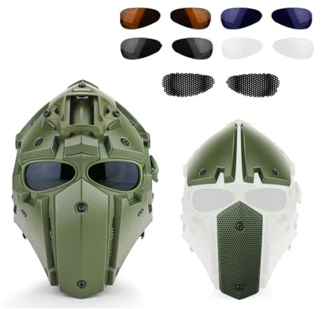 Vert, Équipement Tactique Intégral Casque avec Visière, Lunettes De Protection Et Ventilateur pour L'entraînement, Le Cosplay Et Les Accessoires De Cinéma