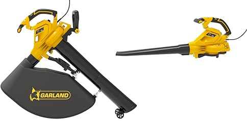 GARLAND Gas 339 E-V24 - Soplador Aspirador triturador eléctrico 3000W, 3 en 1, caudal 14 m³/min, Velocidad 320 km/h, con Saco de Recogida