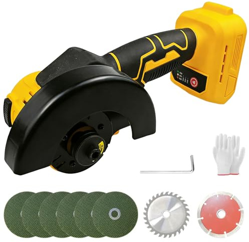 Cordless Angle Grinder for Dewalt 20V Battery, 100mm 12000RPM Brushless Grinding Tool 3-Speed with 6pcs 4Inch Grinding Discs and 2 Cutting Discs for Grinding,Cutting,Polishing(Battery not Included)