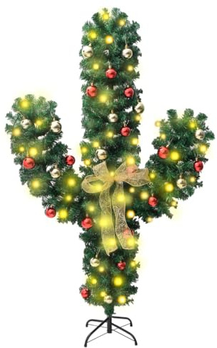 Genérico Cactus de Navidad con Soporte y Leds Verde 150 cm PVC,Casa y jardín,Decoración,Decoraciones Festivas y estacionales,Arboles de Navidad,Verde,3.18 kg,344655