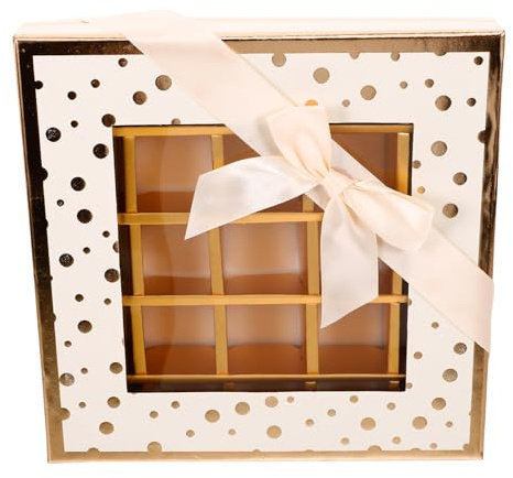 IMIKEYA Pralinenschachtel Leer zum Befüllen mit 25 Fächern aus Karton Praktische Geburtstags Pralinenschachtel mit Großem Fassungsvermögen und Eleganter Schleife als Geschenkverpackung