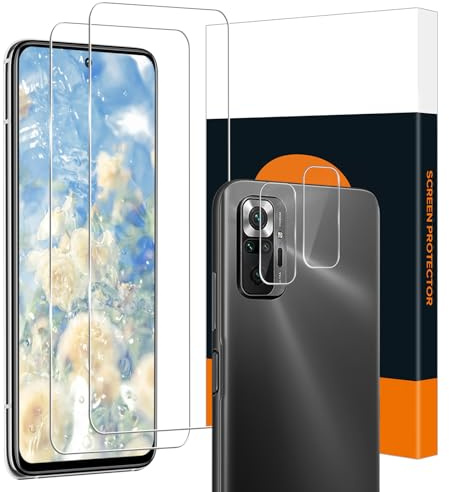 Carantee 2 + 2 piezas Protector de pantalla de cristal templado para Xiaomi Redmi Note 10 Pro