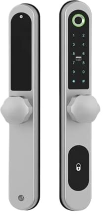 smart Lock Slim Biometric Smart Door Lock Digital Glass Door Lock with Fingerprint, for Apartments Villas Homes Office Fingerprint(Nero)