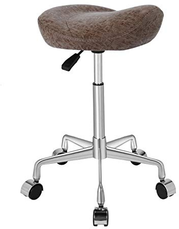 Kaleurrier Ergonomic Rolling Swivel Saddle Stool with Wheels,Hydraulic Pneumatic Lifting Lightweight Saddle Chair for Clinic Salon Massage Lab Kitchen Home Office (Nubuck, Without Back)