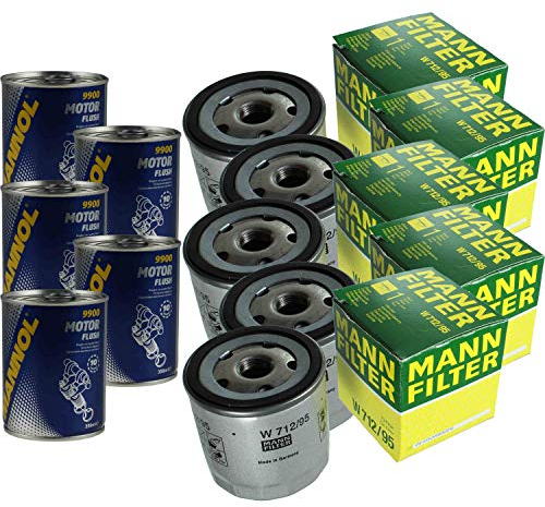 5x Original MANN Ölfilter W 712/95 + 5x SCT Motor Flush Motorspülung