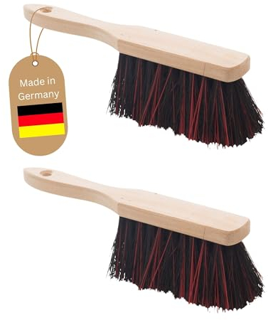 Novaliv 2X Handfeger Draußen Arenga & ELASTON Handbesen Auto Kehrwisch Industriehandfeger Auto Schneebesen Holz Hand Brush Handfeger Grob Handfeger Camping Besen Vorzeltteppich Wohnwagen Feger Klein