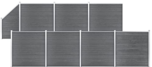 vidaXL WPC Zaun-Set 7 Quadrate + 1 Schräge 1311x186 cm Grau