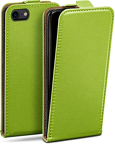 moex Flip Case für iPhone SE (2020/2022) Hülle klappbar mit 360 Grad Schutz, Handyhülle mit Displayschutz, PU Leder Handytasche Lederhülle, Flip Case Cover Klapphülle, Grün