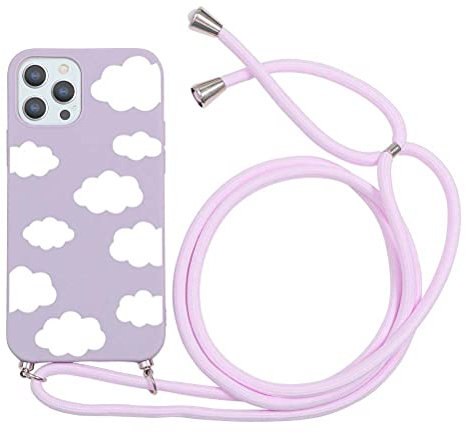 Yoedge Funda con Cuerda para Xiaomi Mi 11 Lite -6,55 Pulgadas, Carcasa de Teléfono con Cadena Cordón Ajustable Ponible Cuello Colgante Correa Silicona Mate AntiChoque Suave TPU para Mi 11Lite, Nubes