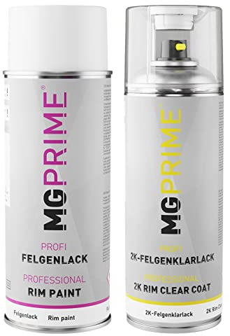 MG PRIME Kit Premium 2K vernis pour jantes en Anthracite métallique mat peinture acrylique vernis clair pour jantes aérosol bombe de peinture automobile 400 ml